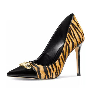 MICHAEL KORS Women's Parker Pointed-Toe Pumps 8M Tan Tiger Print Calf Hair NWOB
